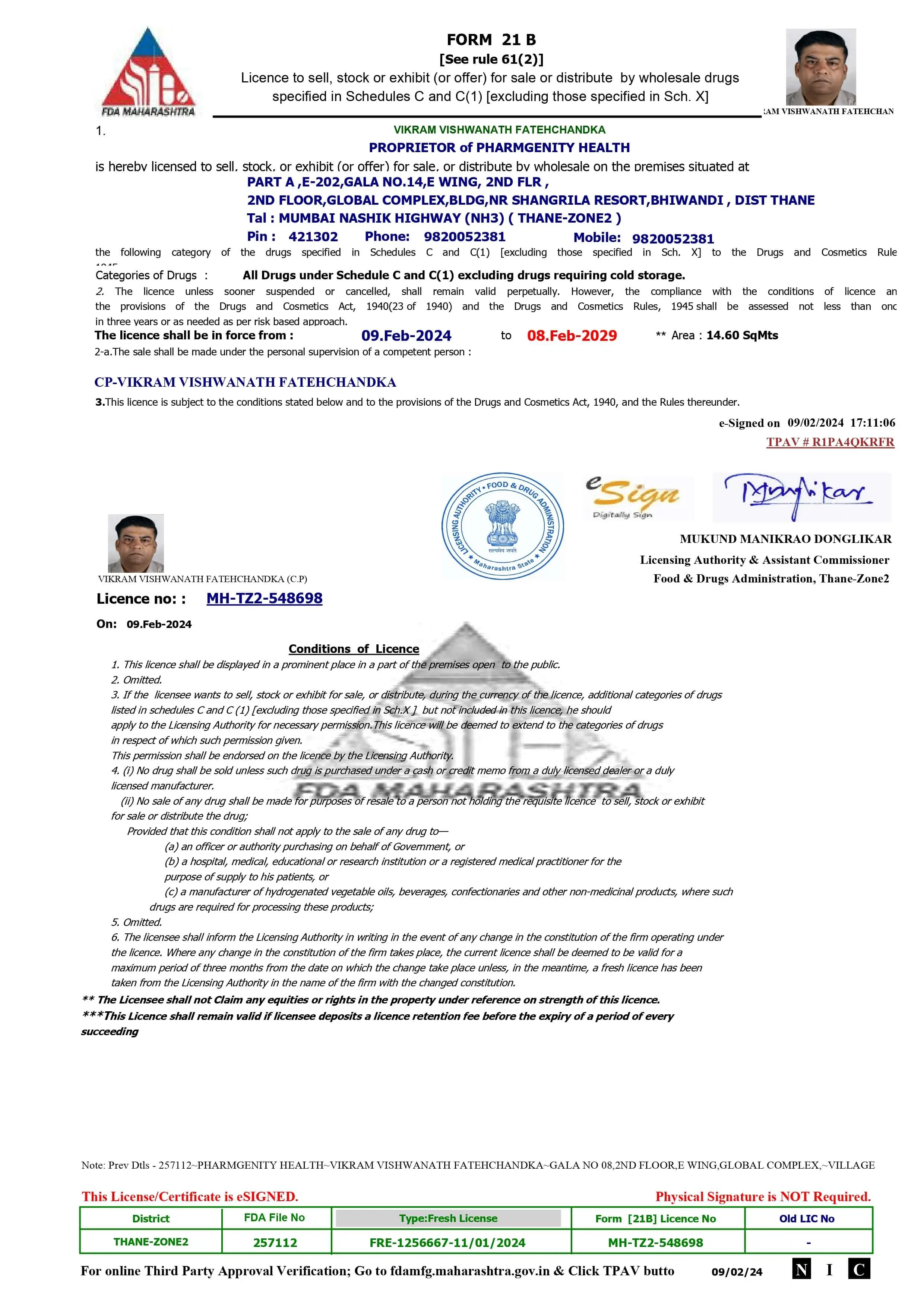 Drug License 21B